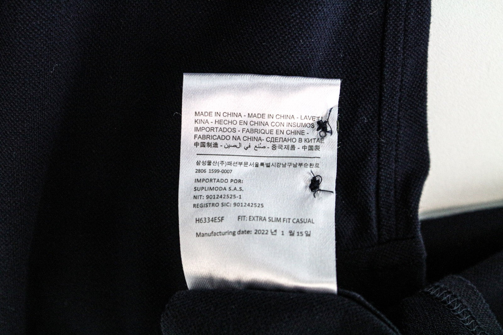 SUITSUPPLY Men's Shirt 37/38/14 1/2 Dark Blue Polo Cotton Extra Slim