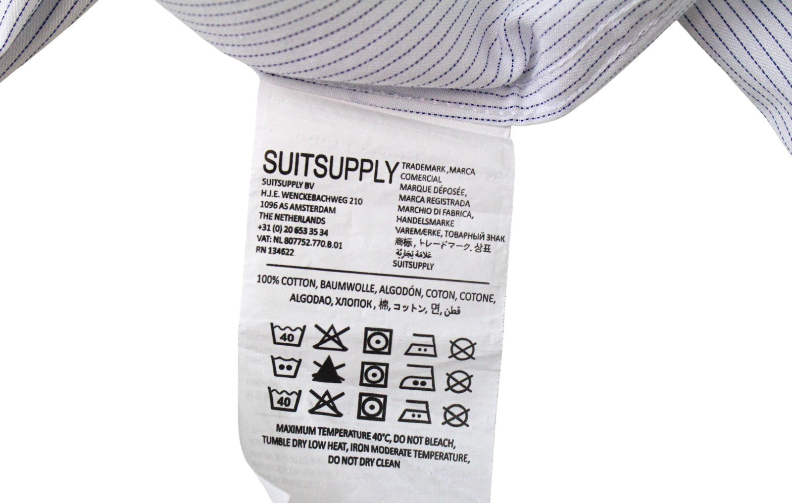„SUITSUPPLY“ vyriški oficialūs marškinėliai, 39L/15 1/2L, mėlyni dryžuoti, ploni, formalūs 