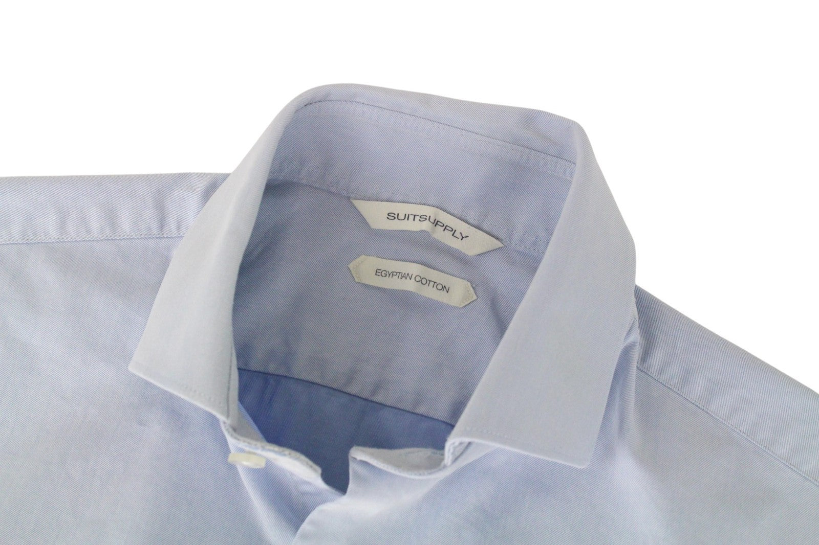 SUITSUPPLY Men's Formal Shirt ~2XS Light Blue Cutaway Egyptian Cotton Slim Fit