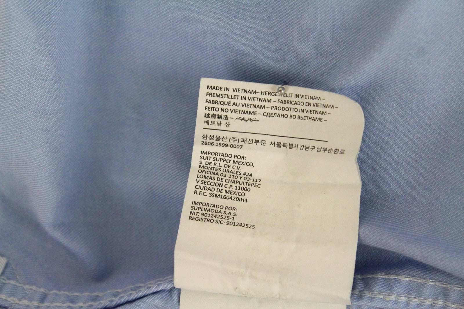 SUITSUPPLY Men's Formal Shirt ~2XS Light Blue Cutaway Egyptian Cotton Slim Fit