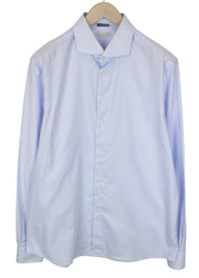 SUITSUPPLY Men's Formal Shirt 45L/17 3/4L Light Blue Striped Cotton Extra Slim