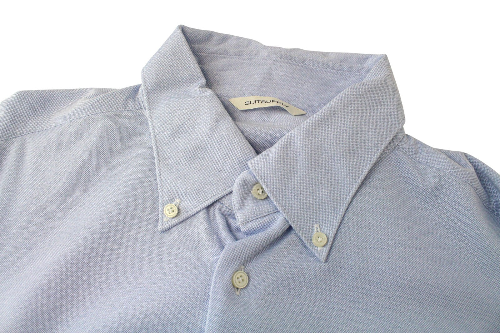 SUITSUPPLY Men's Formal Shirt ~M Blue Melange Cotton Jersey Extra Slim Fit