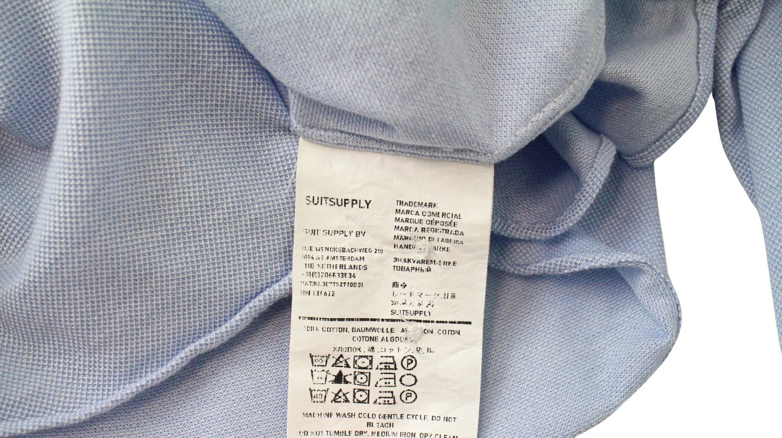 SUITSUPPLY Men's Formal Shirt ~M Blue Melange Cotton Jersey Extra Slim Fit