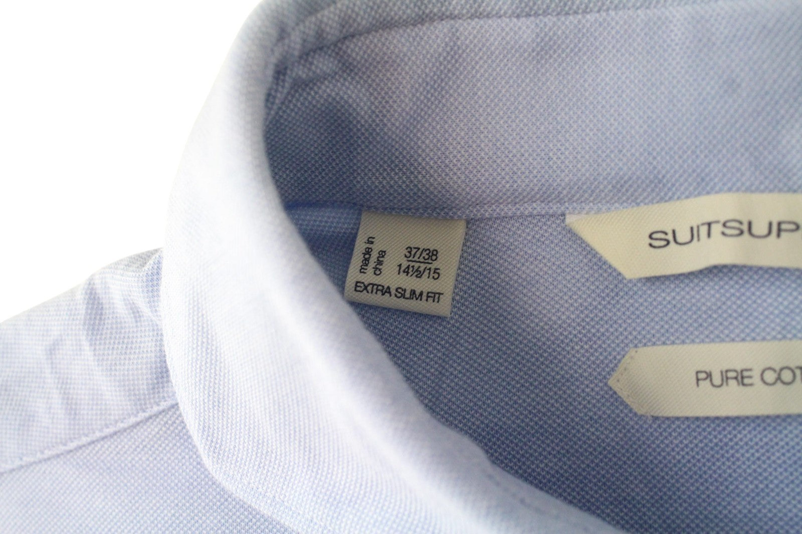 SUITSUPPLY Men's Shirt 37/14 1/2/38/15 Blue Polo Melange Extra Slim