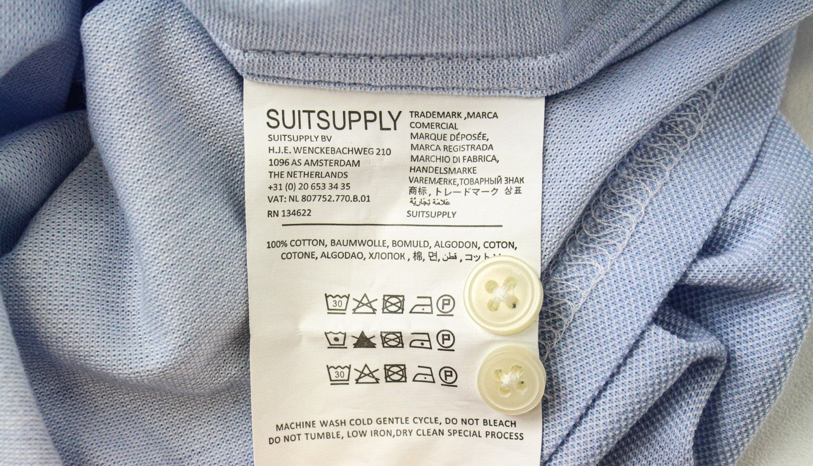 SUITSUPPLY Men's Shirt 37/14 1/2/38/15 Blue Polo Melange Extra Slim