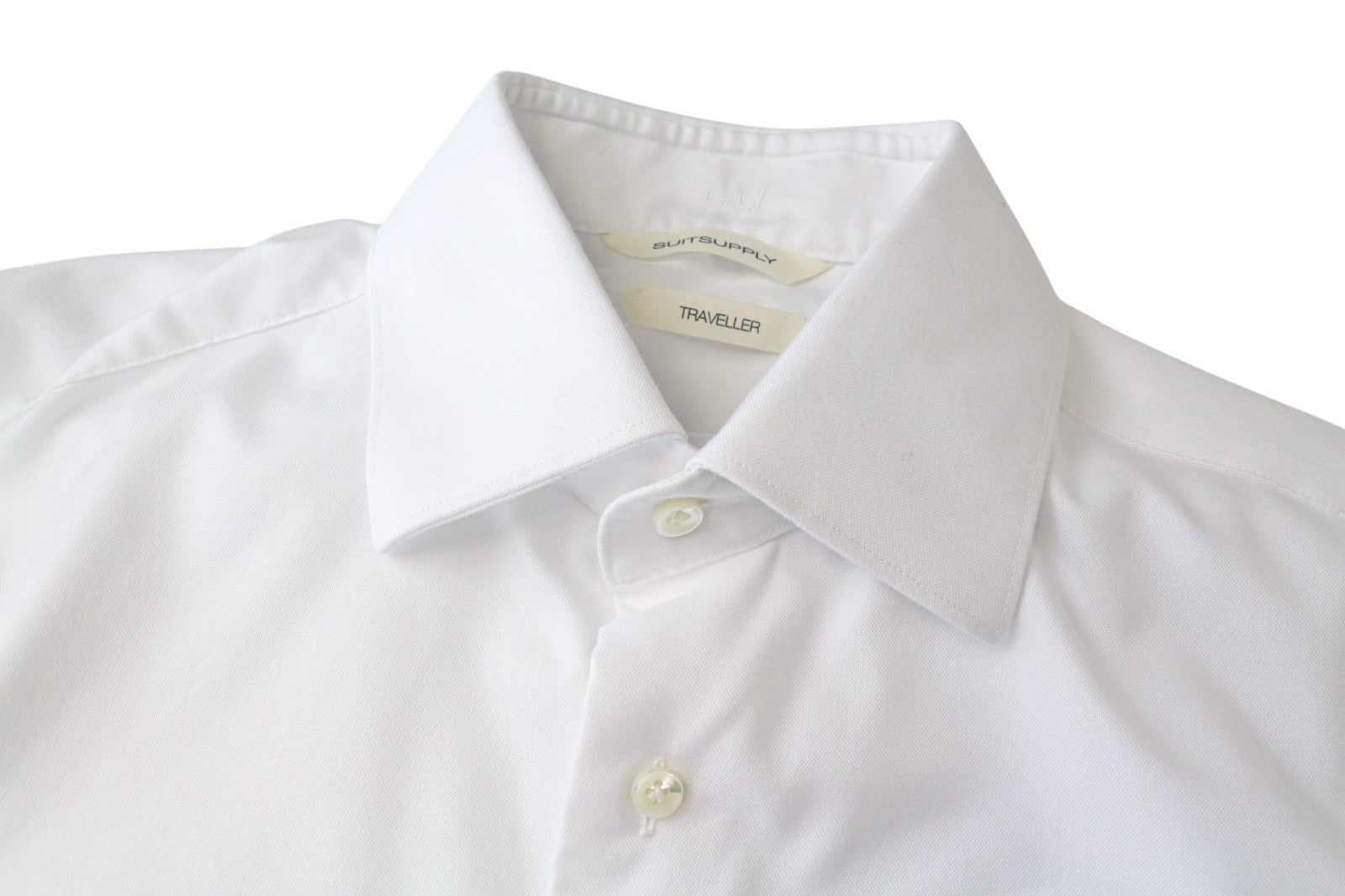 SUITSUPPLY Men's Formal Shirt 37 Traveller White Slim Pure Cotton Classic Cut