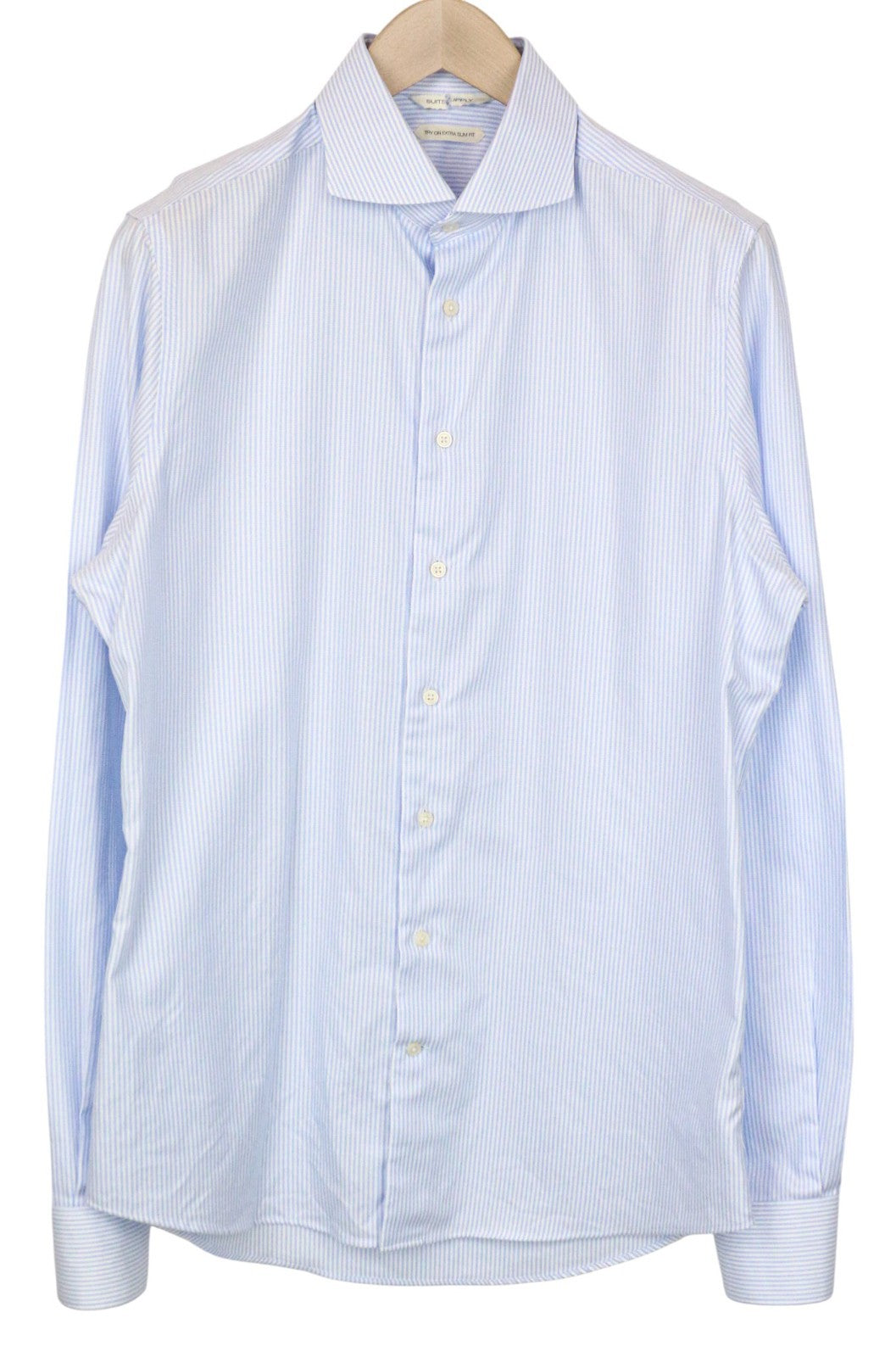 SUITSUPPLY Men's Formal Shirt 41L/16L Blue Striped Cotton Extra Slim Try On