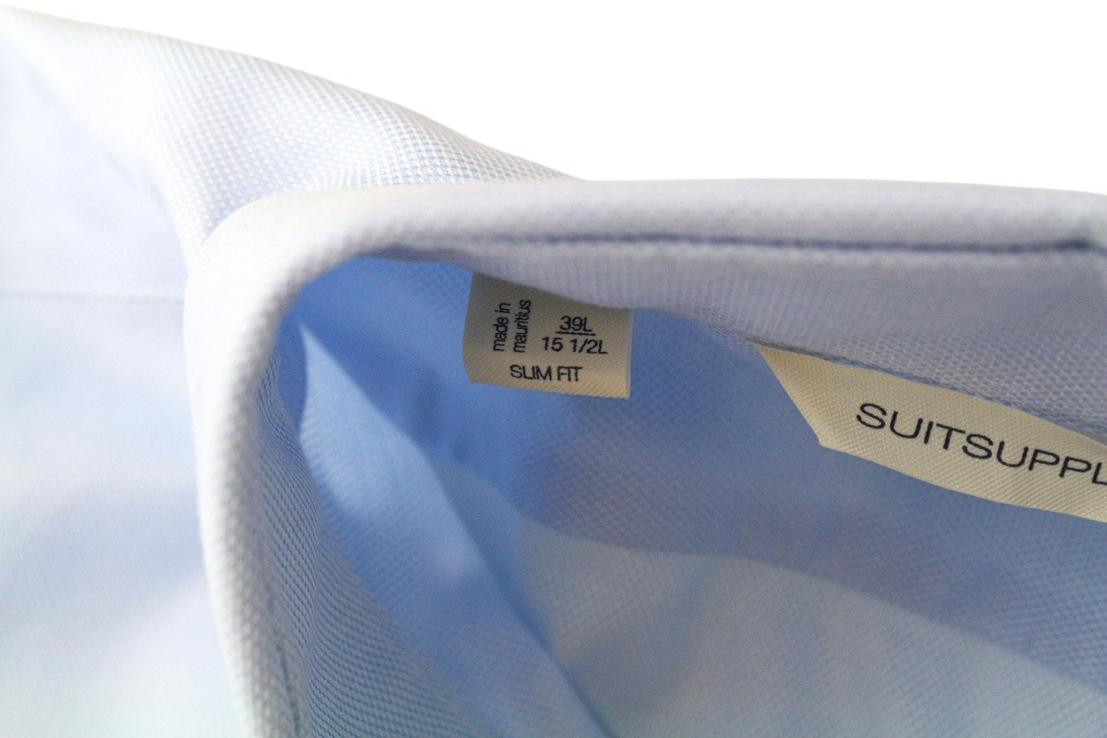 SUITSUPPLY Men's Formal Shirt 39L/15 1/2L Light Blue Cotton Try On Slim Fit