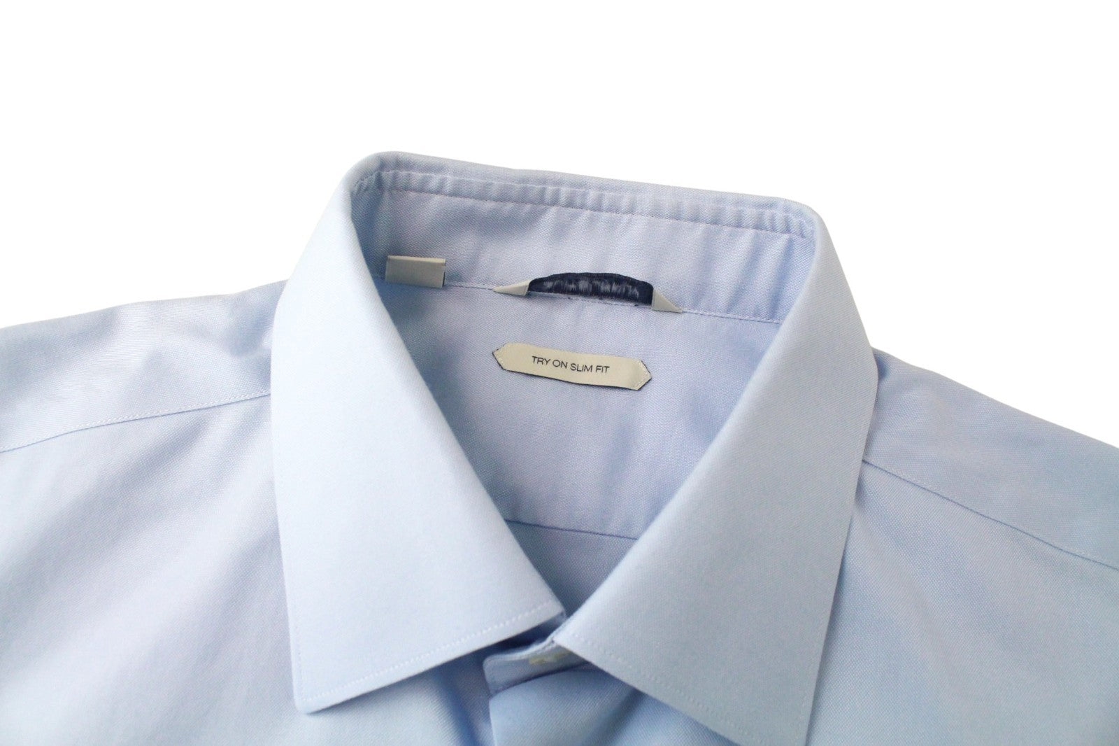 SUITSUPPLY Men's Formal Shirt 44/17 1/2 Blue Cotton Long Sleeve Slim Fit