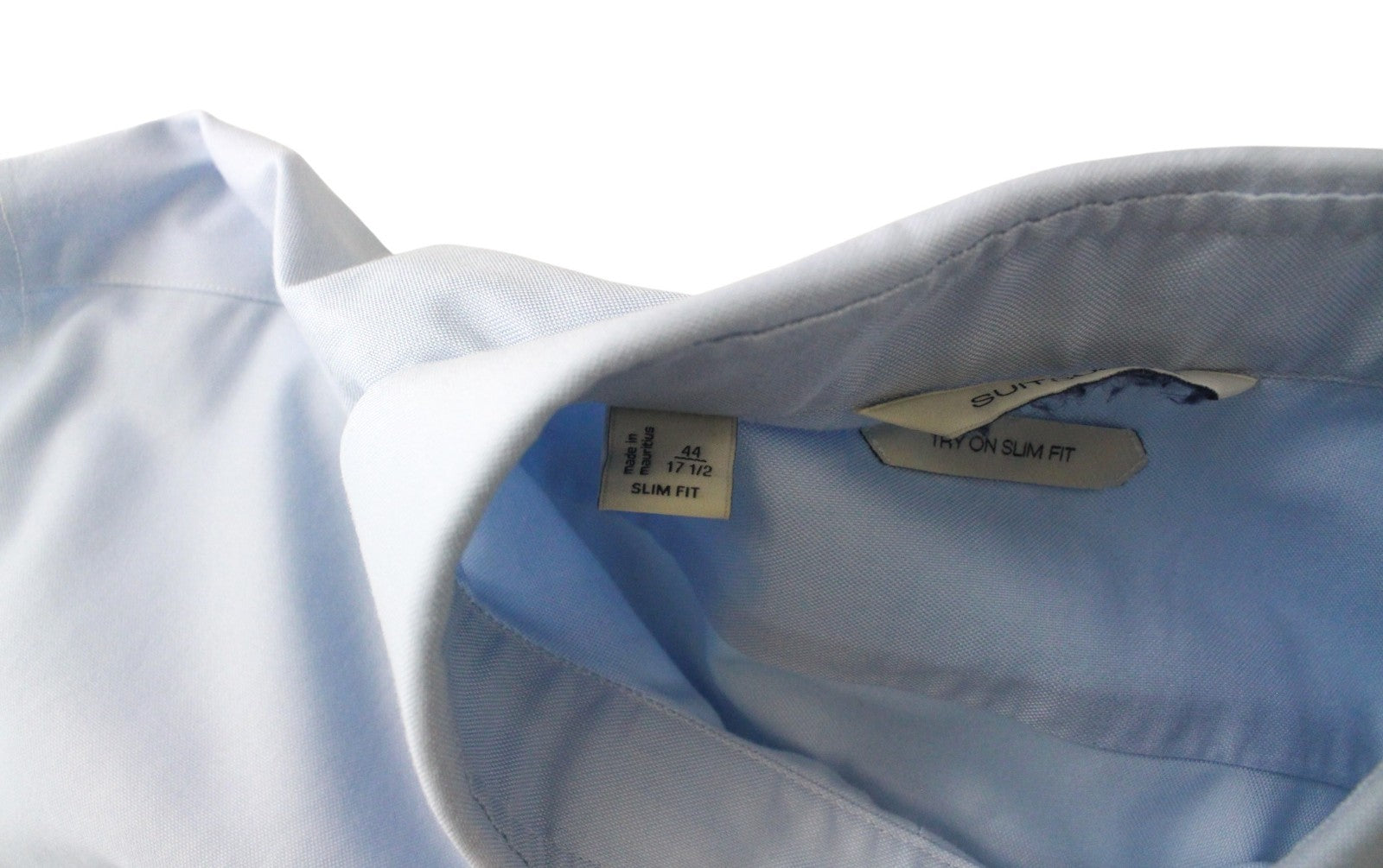 SUITSUPPLY Men's Formal Shirt 44/17 1/2 Blue Cotton Long Sleeve Slim Fit