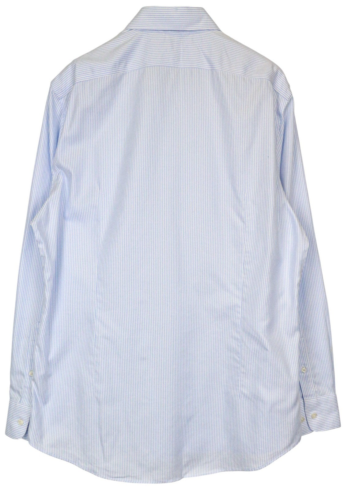 SUITSUPPLY Men's Formal Shirt 46/18 Blue Striped Cotton Long Sleeve Extra Slim