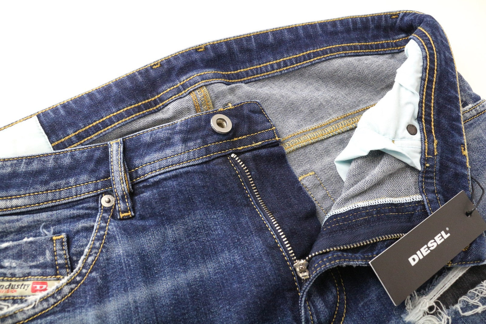 DIESEL Men's Jeans ~W35/L34 Slim Blue Washed Distressed Cotton 5-Pocket