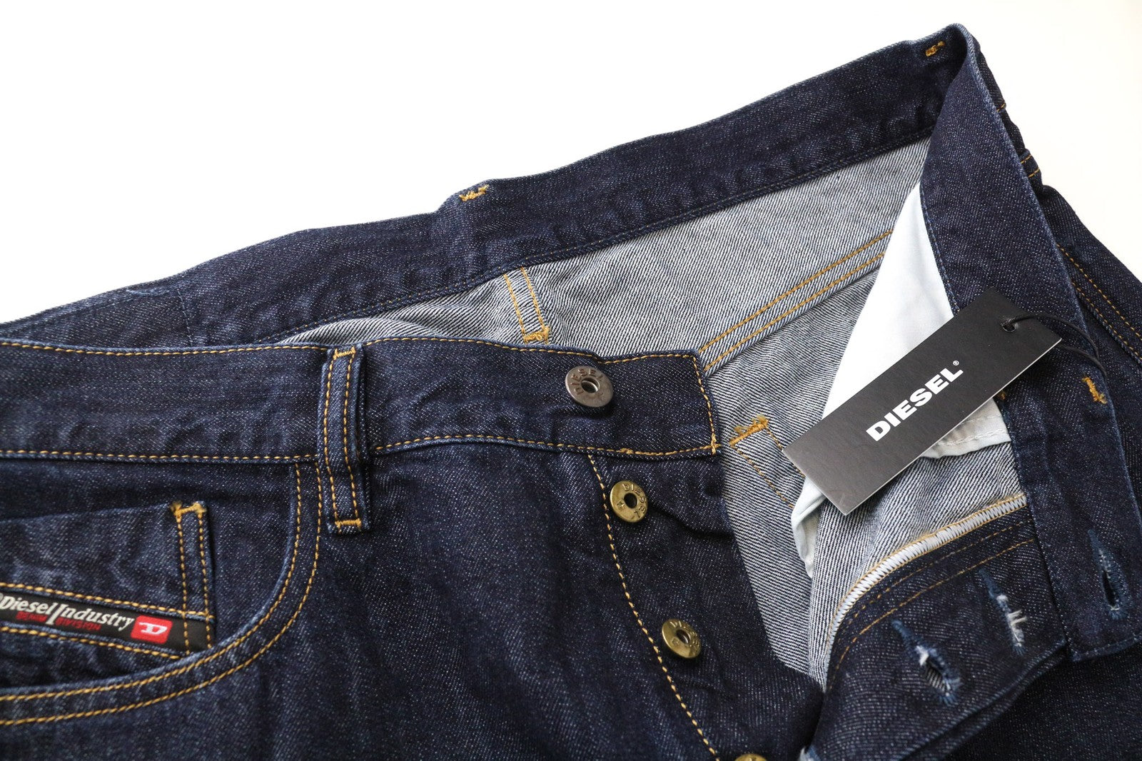 DIESEL Mharky 0091J Men's Jeans W34 Skinny Slim Fit Dark Blue Cotton Denim