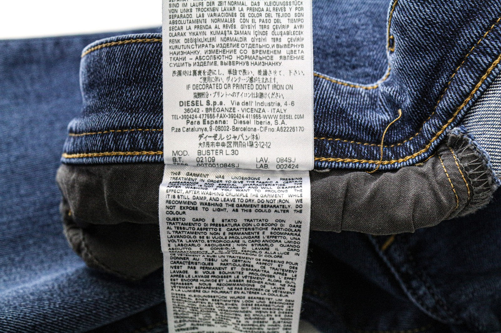 DIESEL Buster 084SJ Men's Jeans W30/L30 Slim Blue Cotton Stretch Tapered Cut