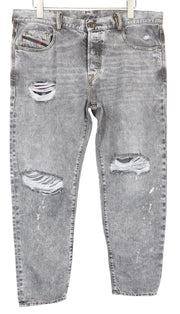 DIESEL Mharky 089AT Men's Jeans W38/L32 Grey Slim Cotton Ripped Skinny Fit