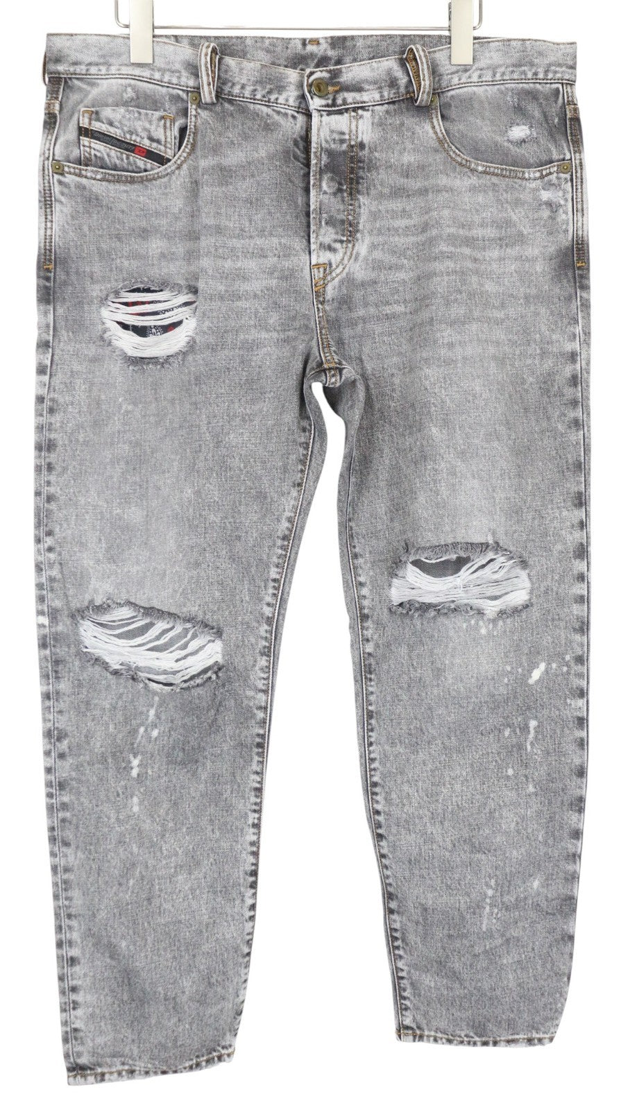 DIESEL Mharky 089AT Men's Jeans W38/L32 Grey Slim Cotton Ripped Skinny Fit