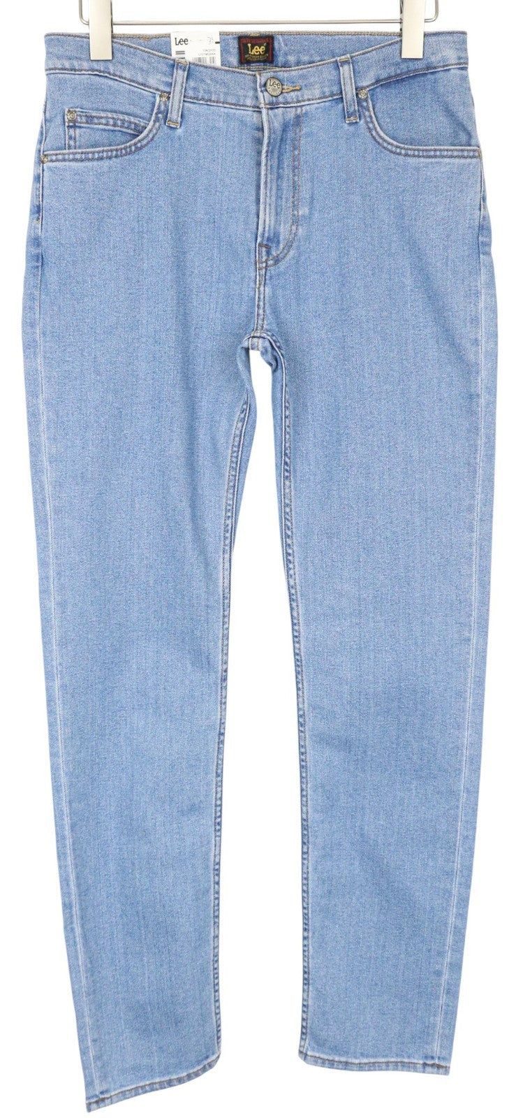 LEE Rider vyriški džinsai W32/L32 šviesiai mėlyni, ploni, tamprūs medvilniniai džinsai su 5 kišenėmis 