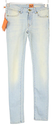 GOOD GENES moteriški džinsai W24/L33 aptempti šviesiai mėlyni skalbtos medvilnės tamprūs džinsai 