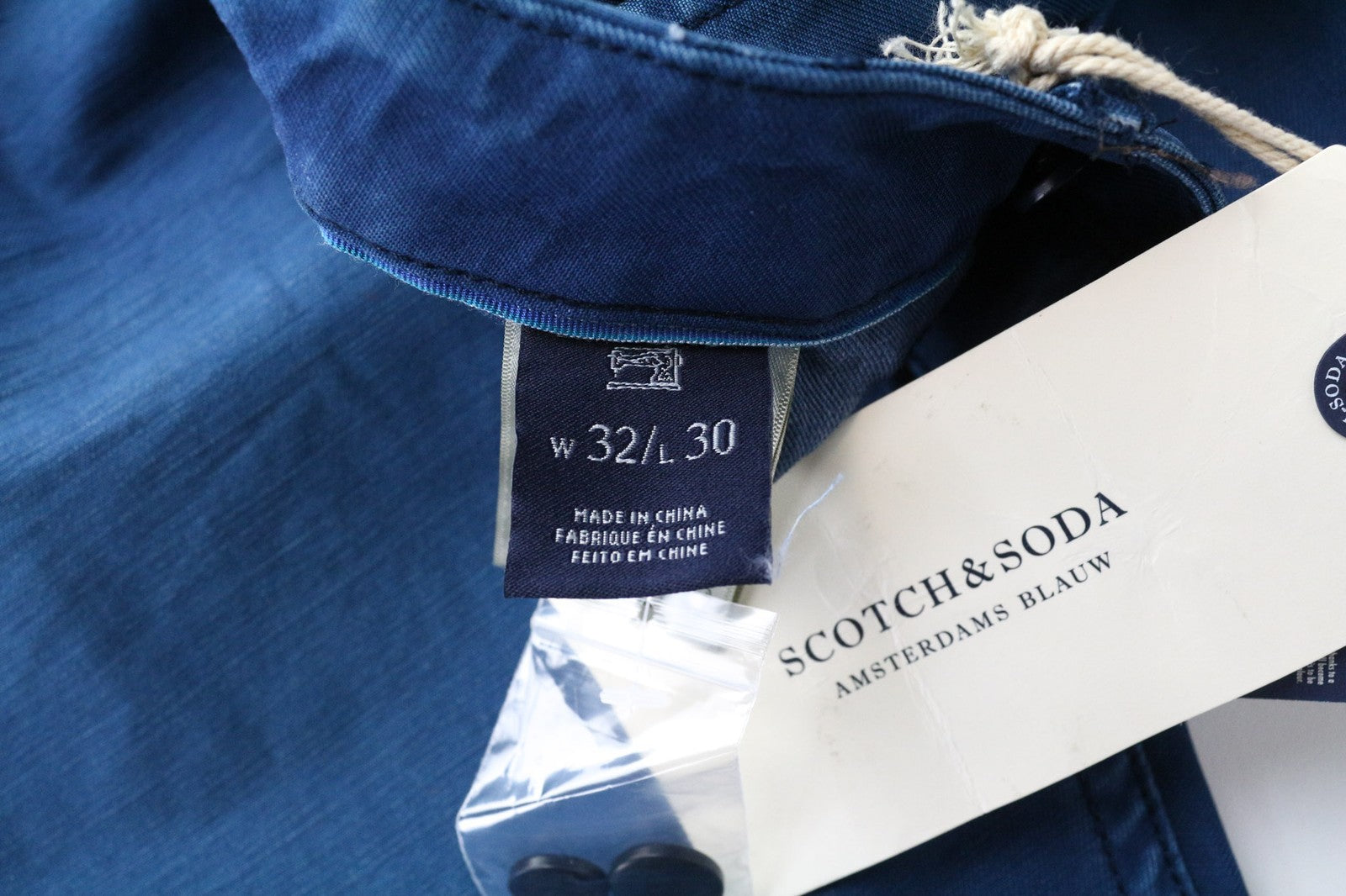 SCOTCH &amp; SODA Theon vyriškos kelnės W32/L30 Slim mėlynos, siaurėjančios, grynos medvilnės