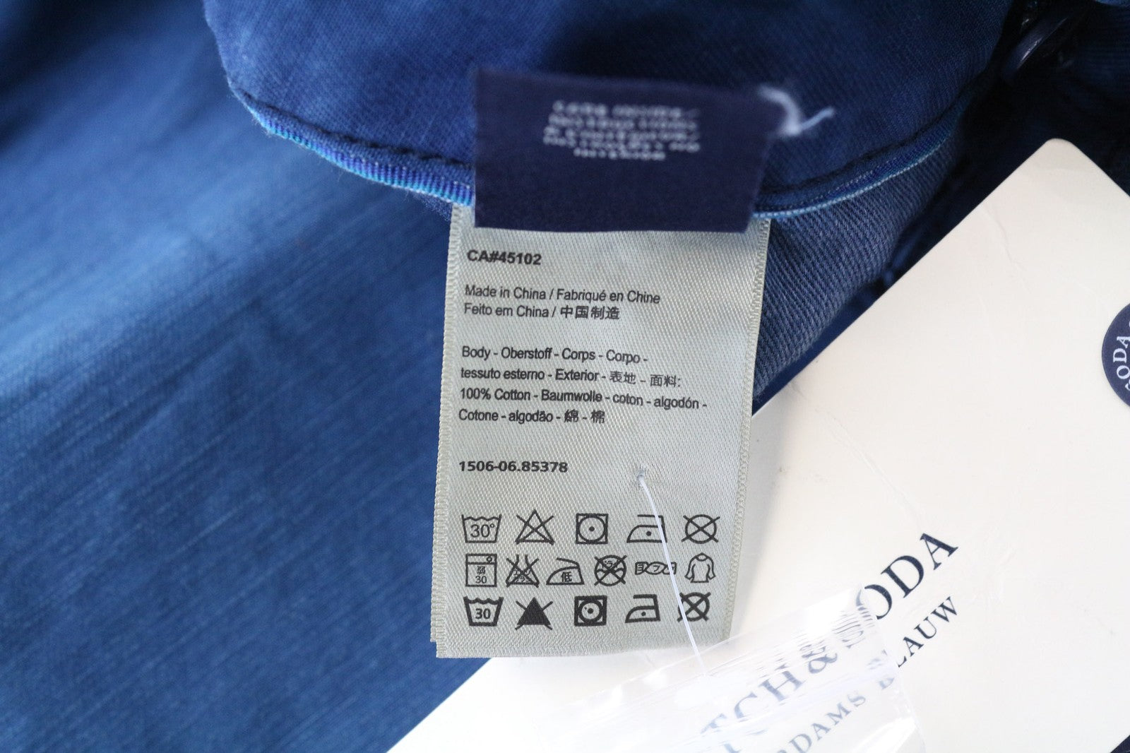 SCOTCH &amp; SODA Theon vyriškos kelnės W32/L30 Slim mėlynos, siaurėjančios, grynos medvilnės