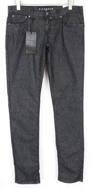 RICHMOND vyriški džinsai W32 itin aptempti, juodi, medvilninio mišinio, 5 kišenių, tamprūs 