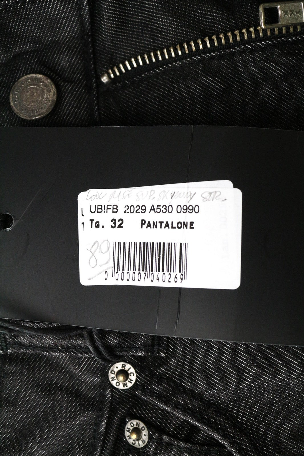 RICHMOND vyriški džinsai W32 itin aptempti, juodi, medvilninio mišinio, 5 kišenių, tamprūs 