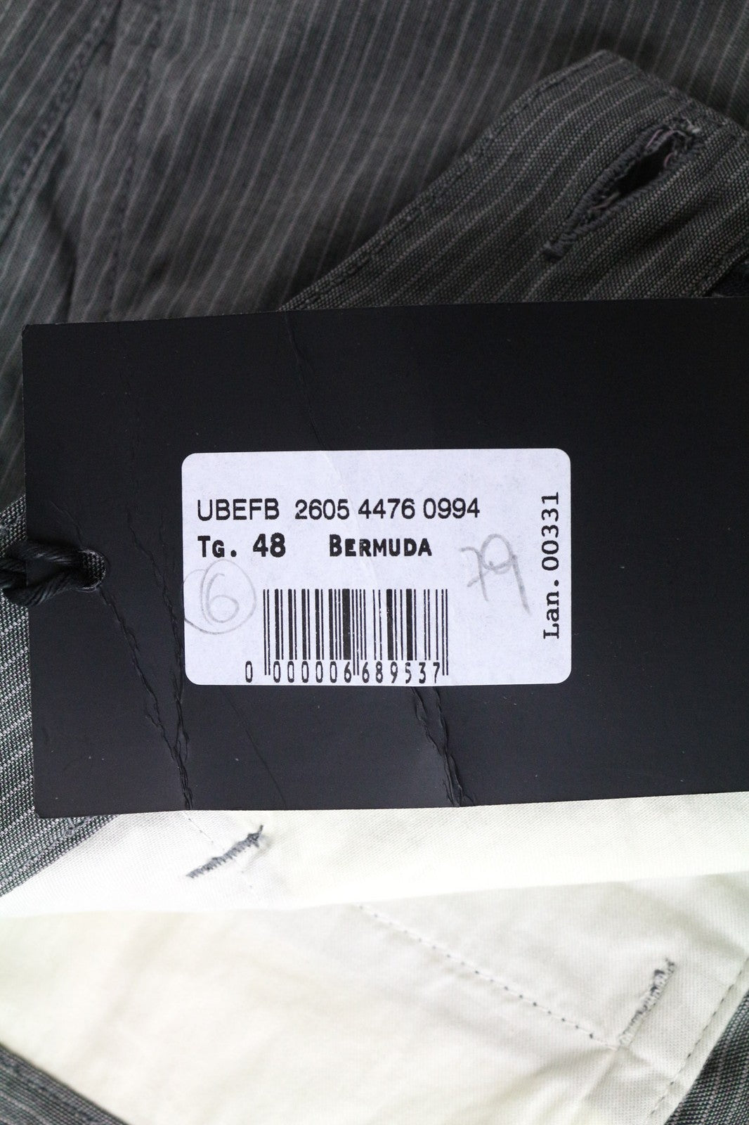 RICHMOND vyriški šortai 48 pilki dryžuoti medvilniniai laisvalaikio vasariniai lengvo audinio 