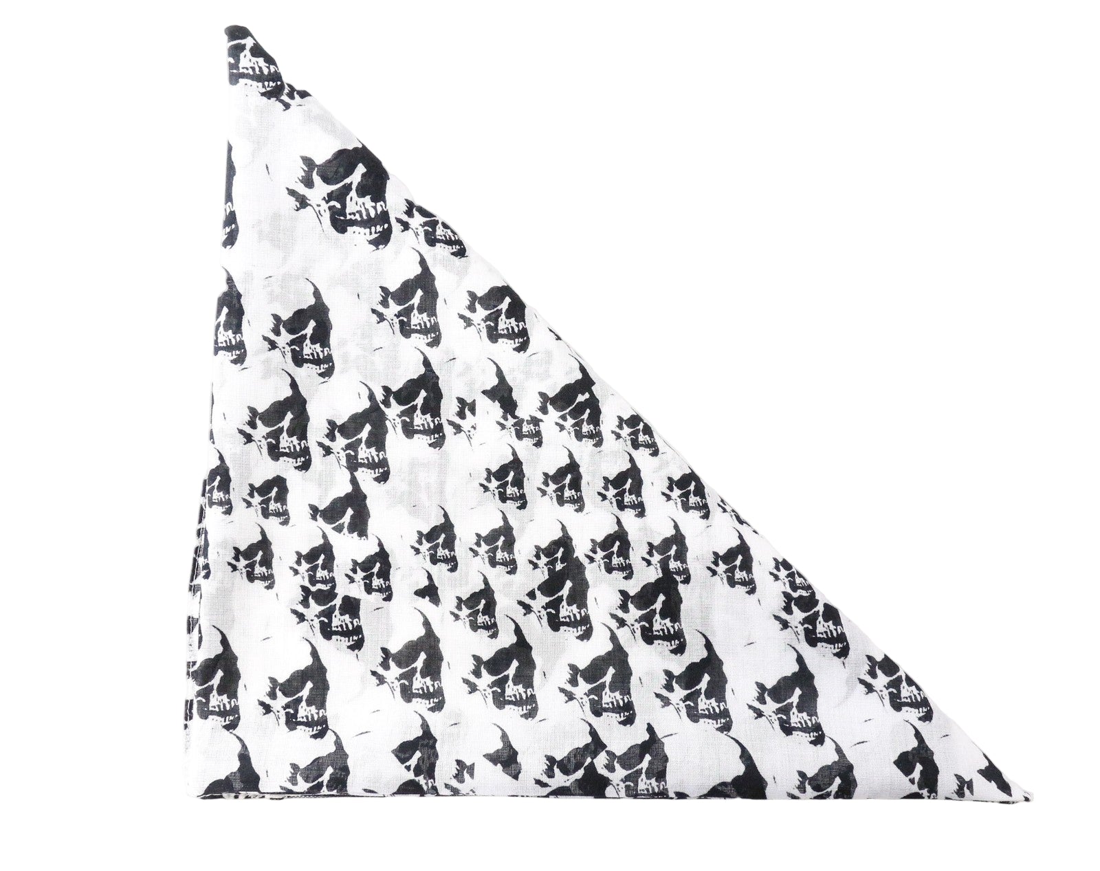 JOHN RICHMOND vyriškas šalikas OS baltas kaukolės rašto medvilninis kišeninis kvadratėlis 