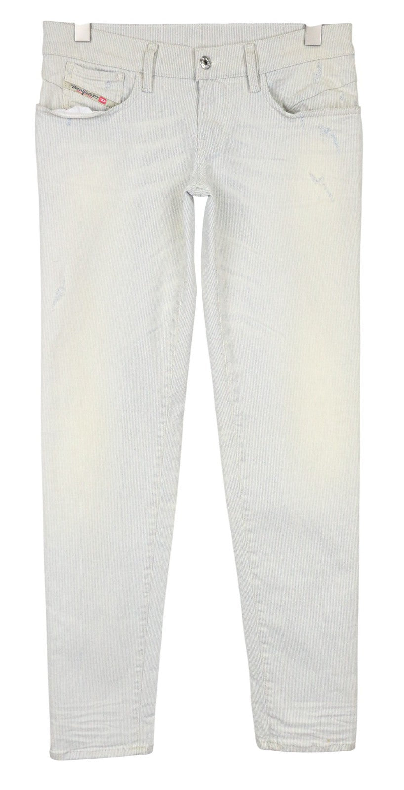 DIESEL Getlegg 0602F moteriški džinsai W27/L32 Slim Skinny mėlyni dryžuoti tamprūs džinsai 