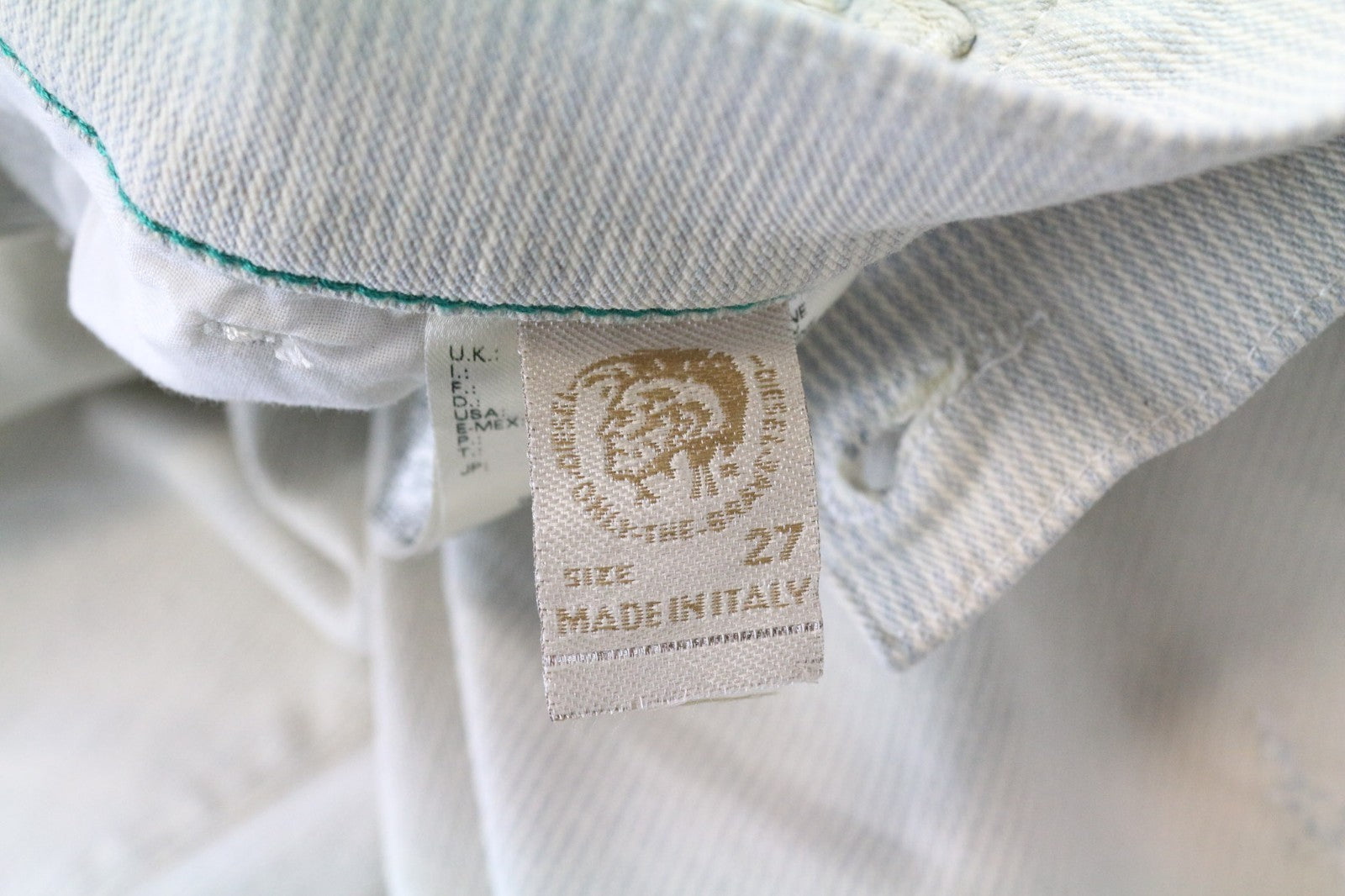 DIESEL Getlegg 0602F moteriški džinsai W27/L32 Slim Skinny mėlyni dryžuoti tamprūs džinsai 