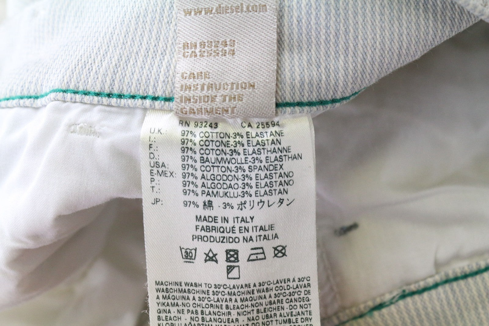 DIESEL Getlegg 0602F moteriški džinsai W27/L32 Slim Skinny mėlyni dryžuoti tamprūs džinsai 