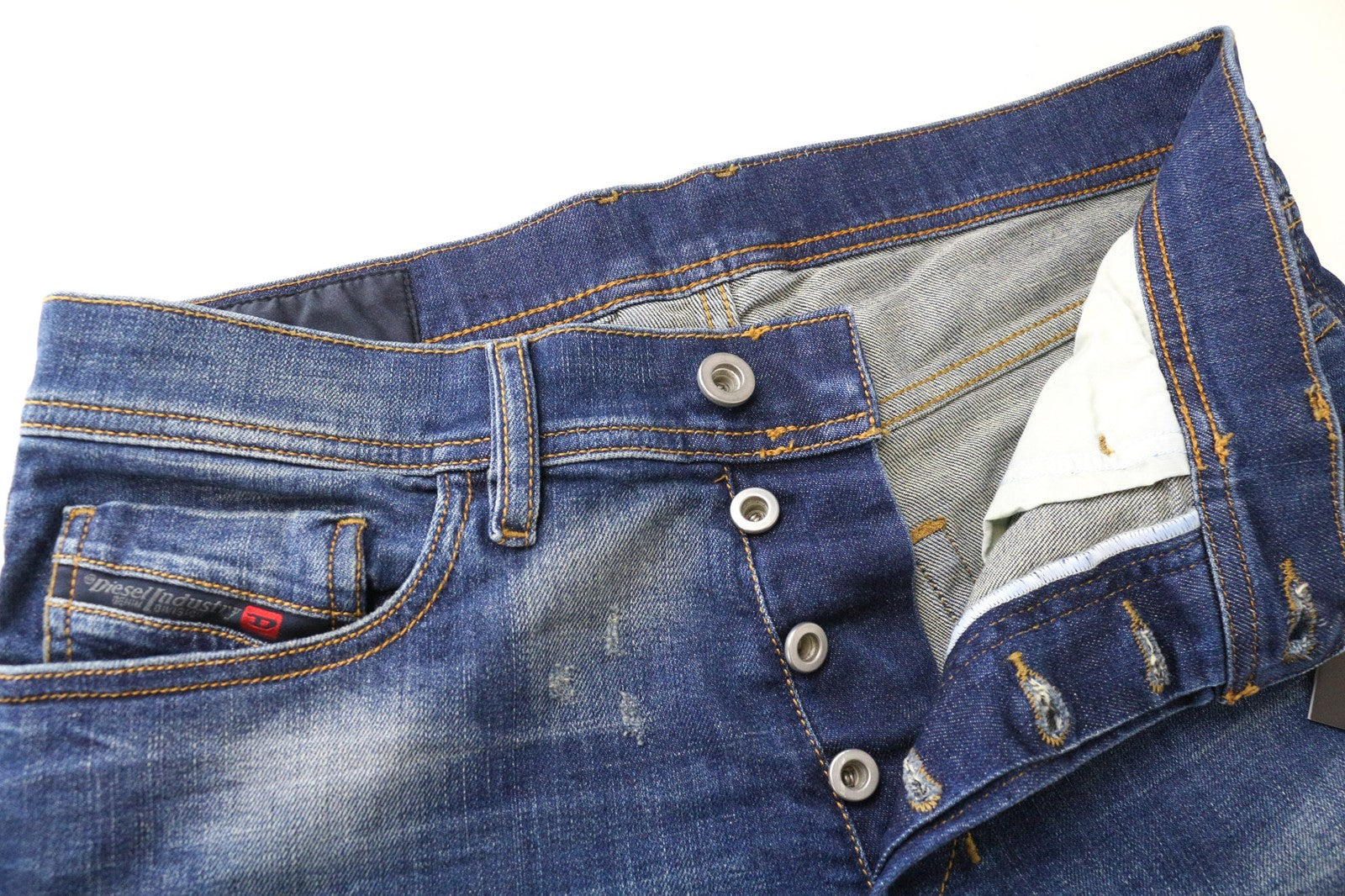 DIESEL Tepphar 084TX Men's Jeans W28/L32 Slim Carrot Blue Cotton Ripped Denim