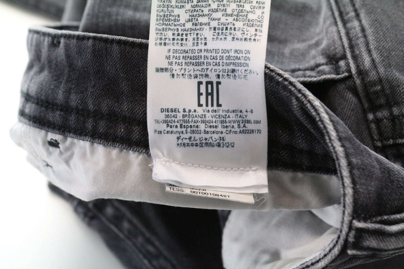 DIESEL Thommer 0095I Men's Jeans W34 Skinny Slim Grey Washed Cotton Stretch