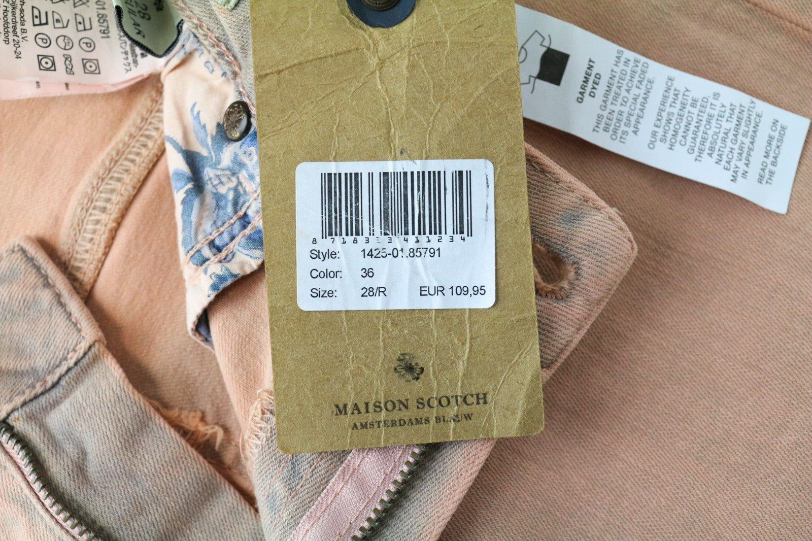 MAISON SCOTCH Petit Ami moteriški džinsai W28 Slim Boyfriend rožinės spalvos, tamprios medvilnės 