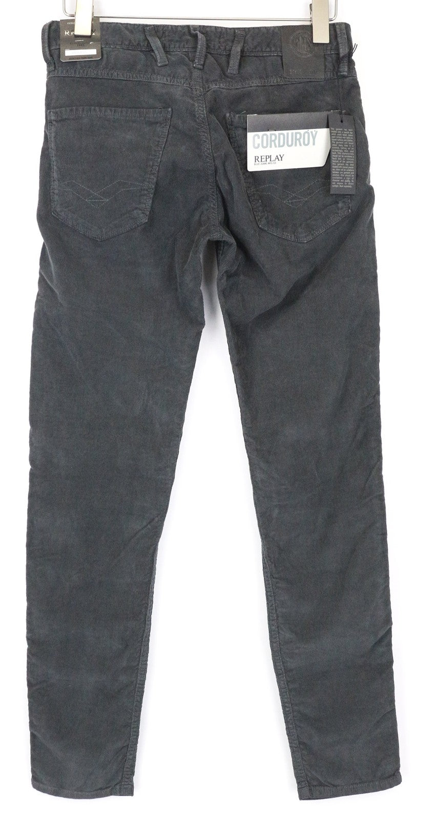 REPLAY Anbass vyriškos kelnės W28/L32 pilkos, plonos, medvilninės, tamprios virvelės, laisvalaikio stiliaus