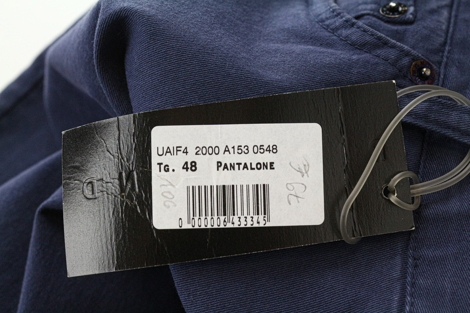 RICHMOND vyriškos kelnės 48 mėlynos medvilnės tamprios plokščio priekio laisvalaikio stiliaus 