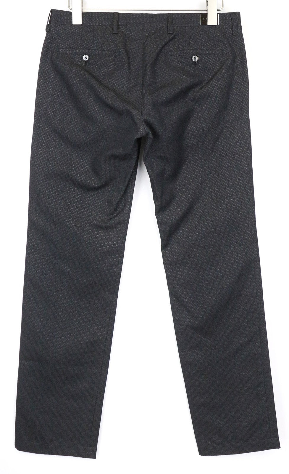 JOHN RICHMOND vyriškos kelnės, UK46, juodos, medvilnės mišinio, plokščio priekio, blizgantys siūlai 