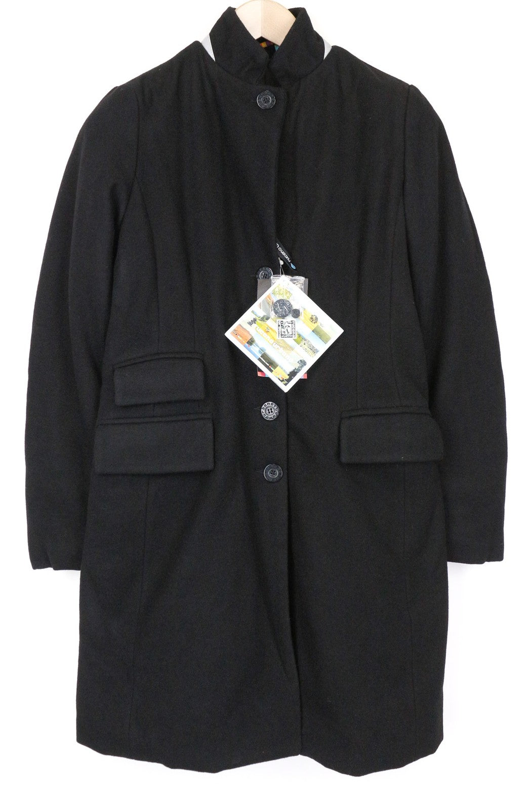 TUCANO URBANO New Carmen moteriškas paltas IT40 juodas vilnonis motociklų stiliaus vieneilis 