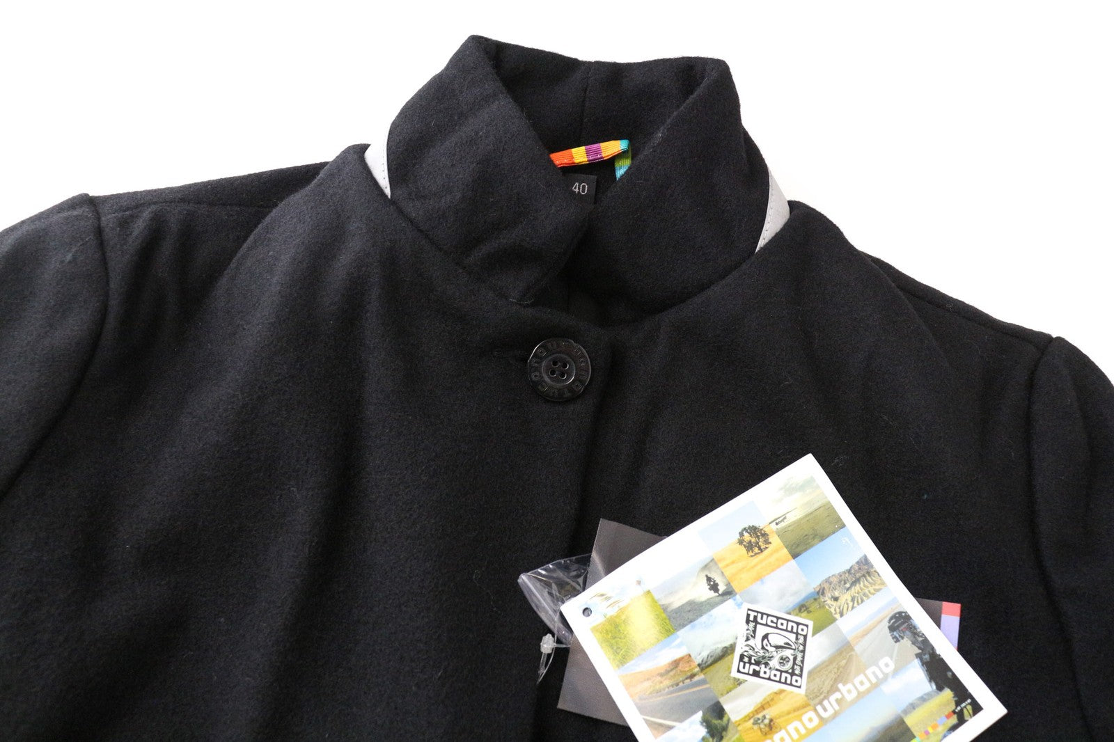 TUCANO URBANO New Carmen moteriškas paltas IT40 juodas vilnonis motociklų stiliaus vieneilis 