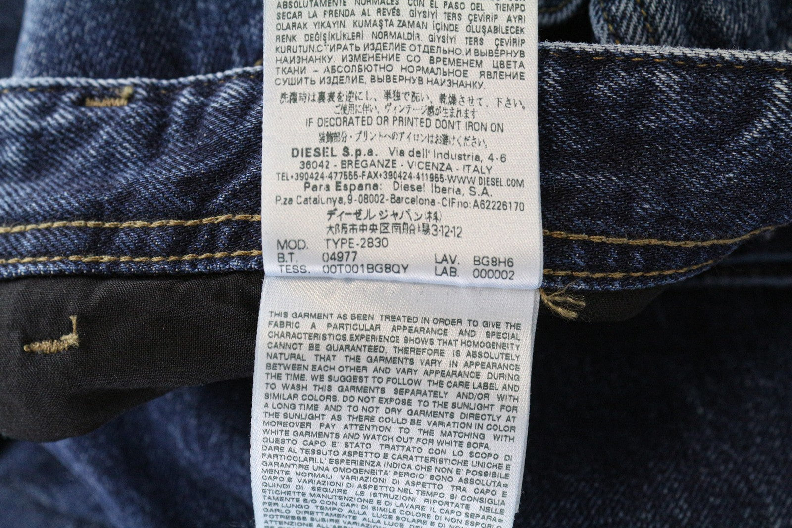 DIESEL BLACK GOLD Type-2830 BG8H6 Men's Jeans ~W30/L35 Slim Blue Denim