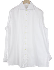 SUITSUPPLY Men's Formal Shirt 47 White Slim Traveller Cotton Button-Up