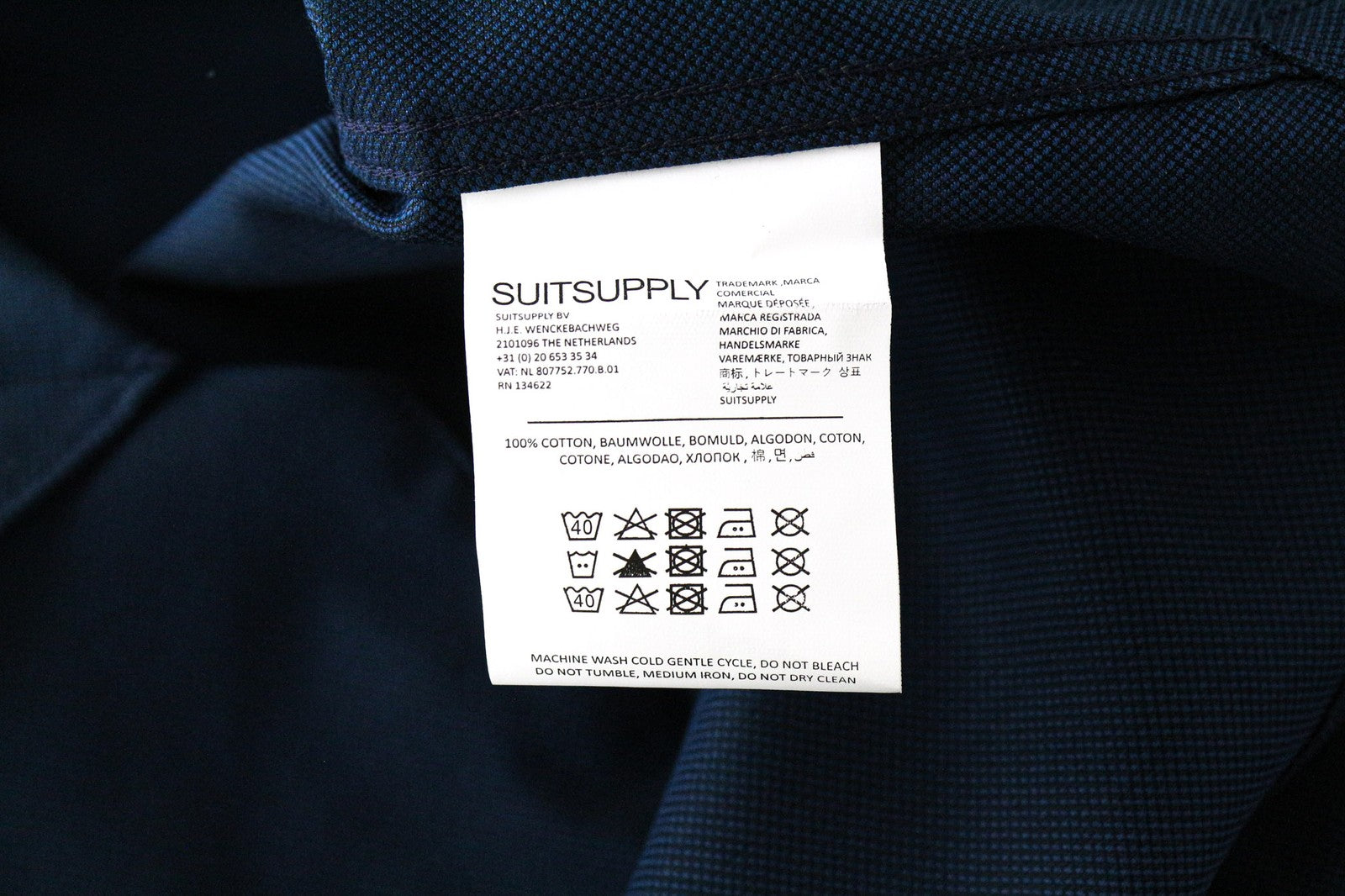 SUITSUPPLY vyriški formalūs marškinėliai, 43 l, tamsiai mėlyni melanžo spalvos, ypač ploni, keliautojams 