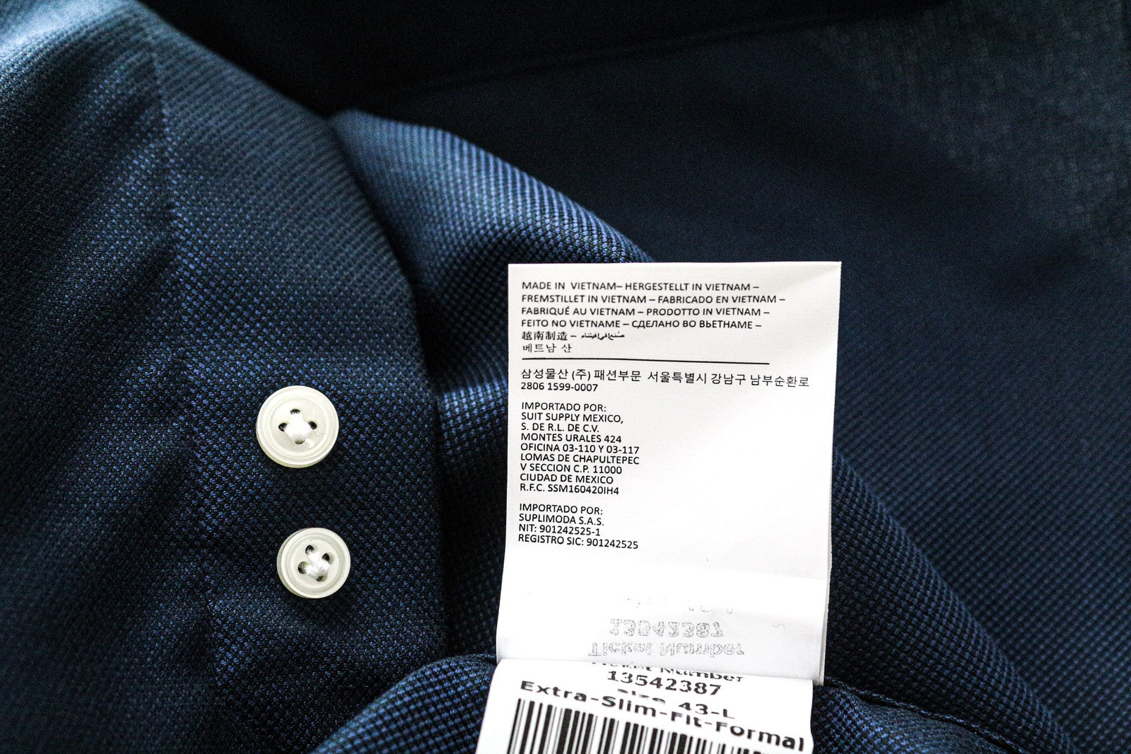 SUITSUPPLY vyriški formalūs marškinėliai, 43 l, tamsiai mėlyni melanžo spalvos, ypač ploni, keliautojams 