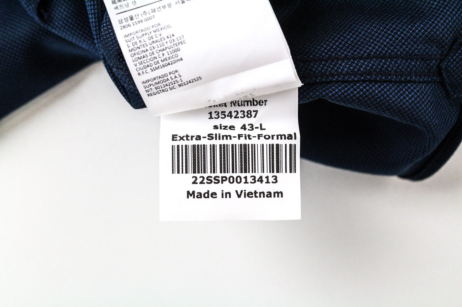 SUITSUPPLY vyriški formalūs marškinėliai, 43 l, tamsiai mėlyni melanžo spalvos, ypač ploni, keliautojams 