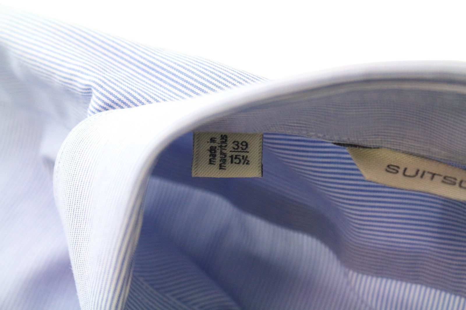 SUITSUPPLY Men's Formal Shirt 39/15 1/2 Blue Striped Cotton Cutaway