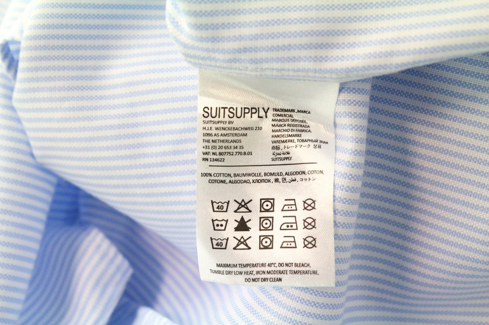 SUITSUPPLY Traveller Men's Formal Shirt 43/17 Extra Slim Blue Cotton
