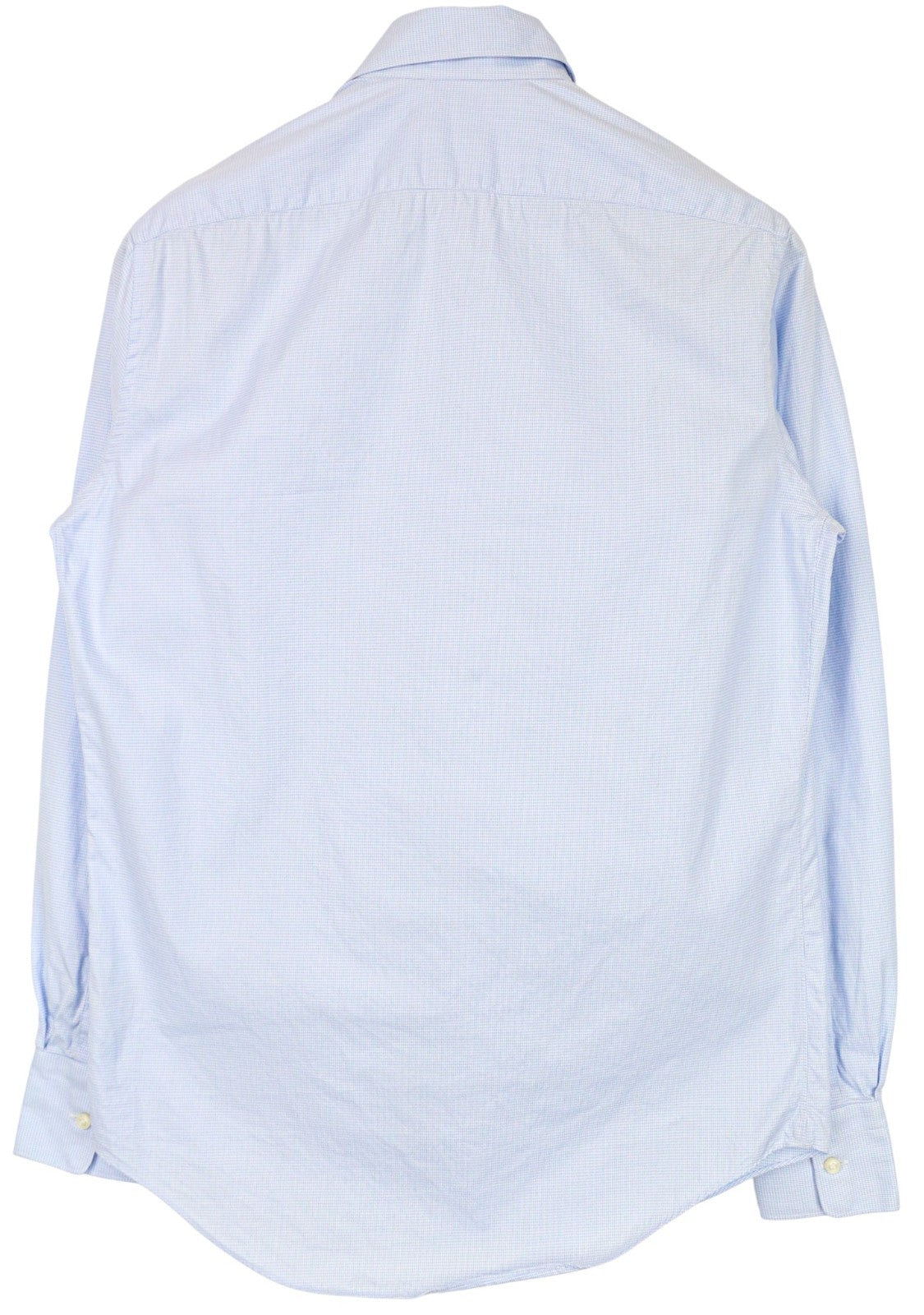 SUITSUPPLY Men's Formal Shirt ~2XS Blue Houndstooth Slim Cotton Melange