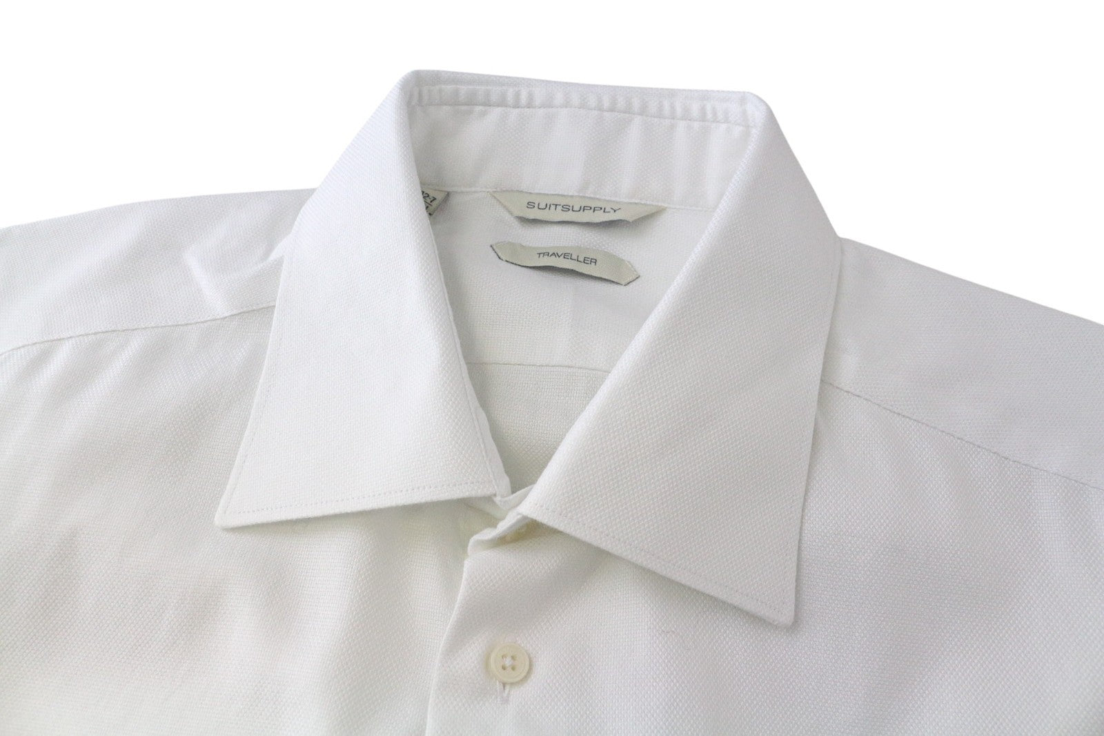 „SUITSUPPLY“ vyriški formalūs marškinėliai 42,7/16 1/2L, balti, ploni, medvilniniai, keliautojams 