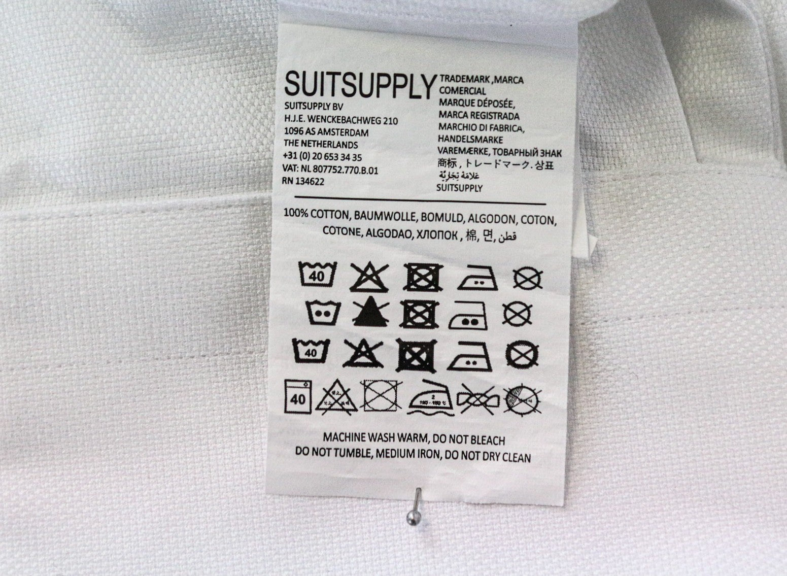 „SUITSUPPLY“ vyriški formalūs marškinėliai 42,7/16 1/2L, balti, ploni, medvilniniai, keliautojams 