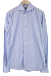 SUITSUPPLY Men's Formal Shirt 41.7/16L Blue Striped Extra Slim Pure Cotton